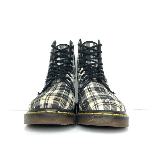 Vintage Dr Martens 1460 Black and White Plaid MIE Canvas Boots Women’s 5 Shoes - Picture 9 of 13